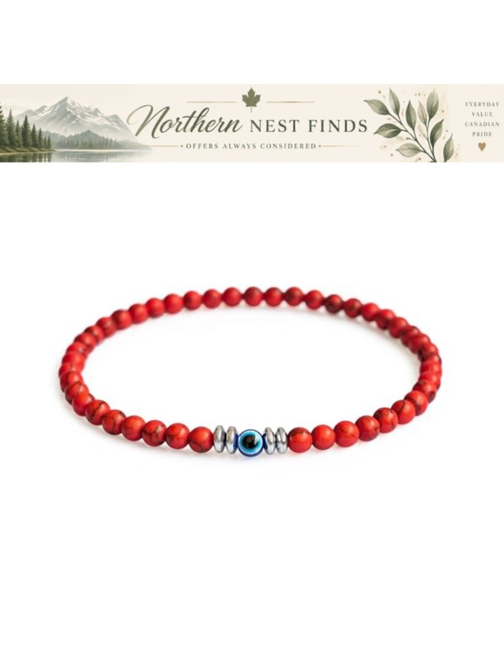 Evil Eye Beaded Bracelet with Blue Nazar Charm Adjustable Stretch Protection